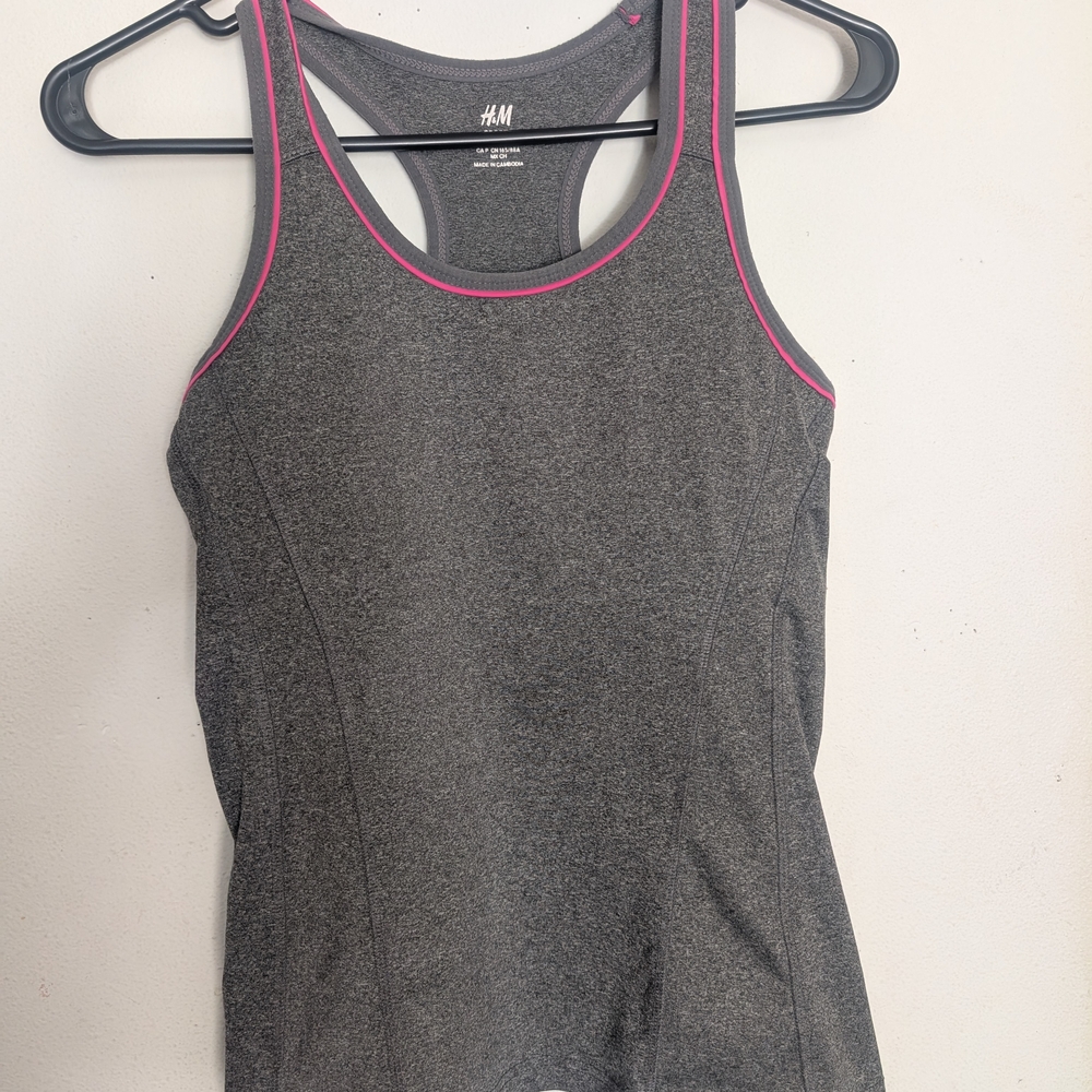 H&M Charcoal Sports Bra with Pink Accents